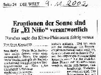 Die Welt newspaper, 2002 about Dr. Theodor Landscheidt